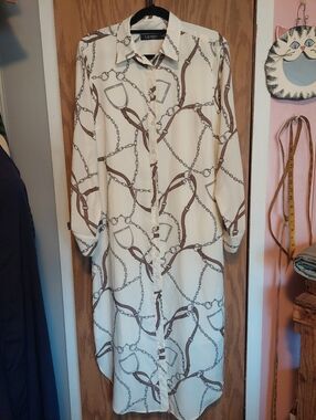 LAUREN Ralph Lauren Black Label Equestrian shirt Dress like new size 10 Neutrals